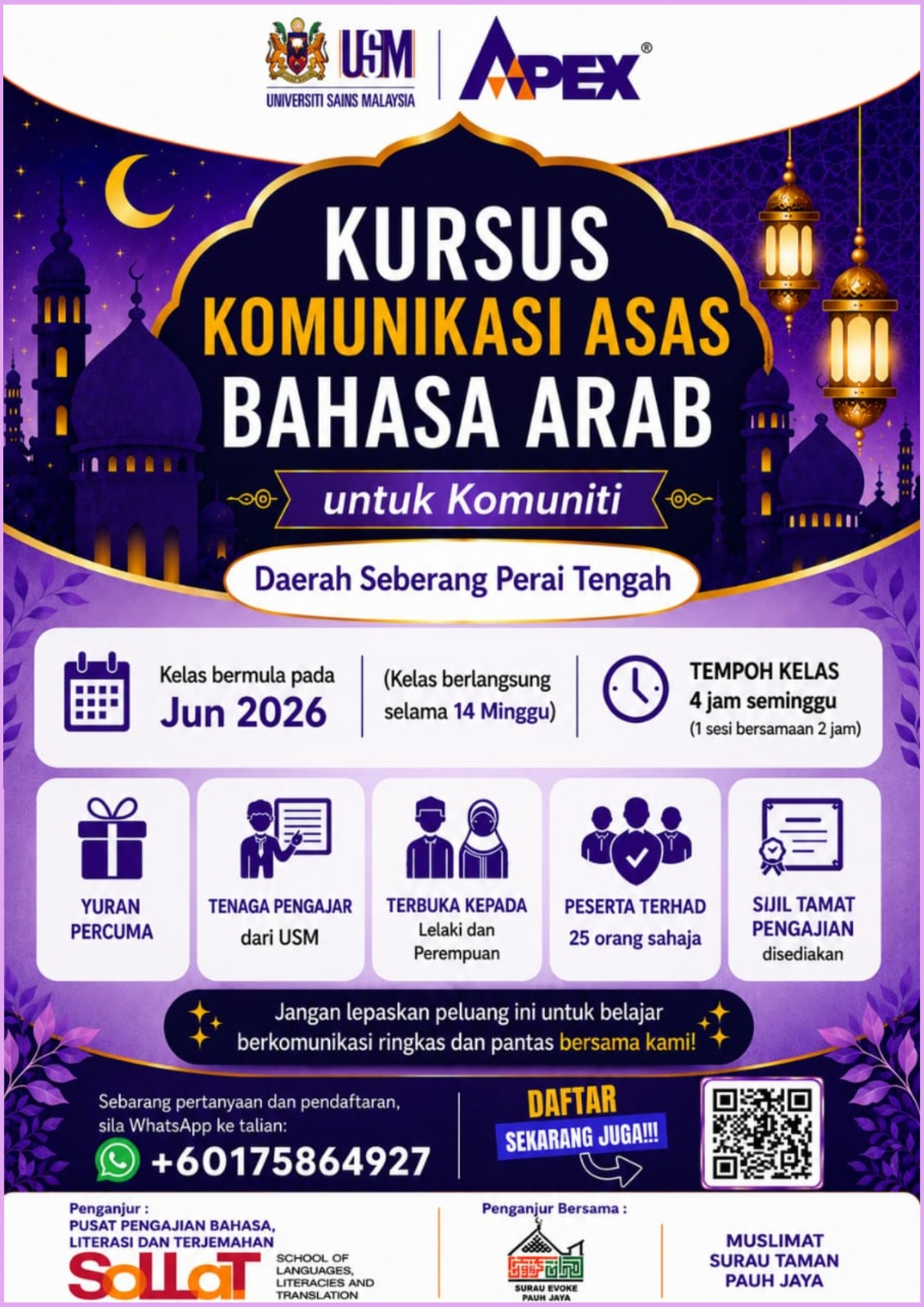 KURSUS KOMUNIKASI ASAS BHS ARAB UTK KOMUNITI 2026
